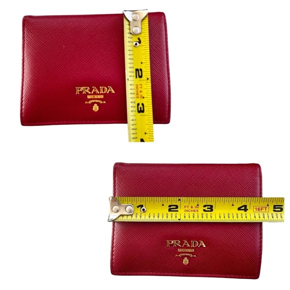 Authentic PRADA Red Saffiano Leather Trifold Wallet with Box & Cards - Picture 13 of 15